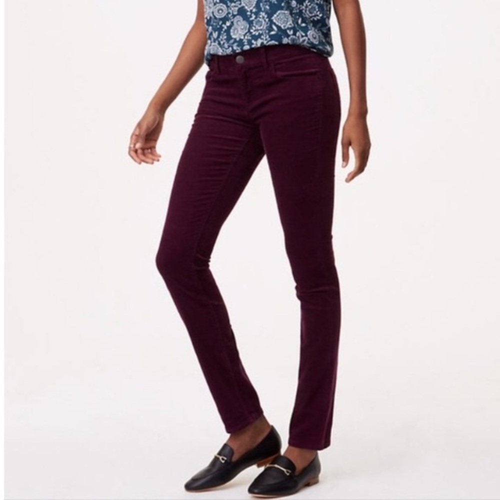 AnnTaylor LOFT Modern Skinny Purple Corduroy Pants